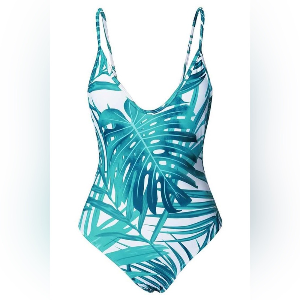 Cupshe Story of Beach Leaves One-Piece Swimsuit Size S NWOT